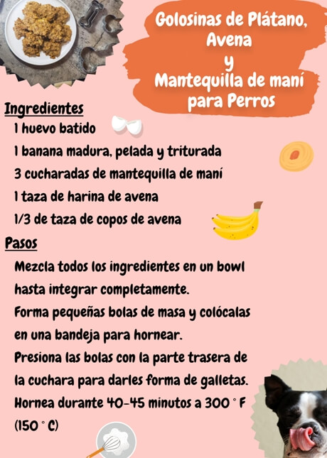 receta de golosinas de plátano para perros