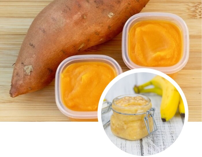 puré casero de batata y banana para perros